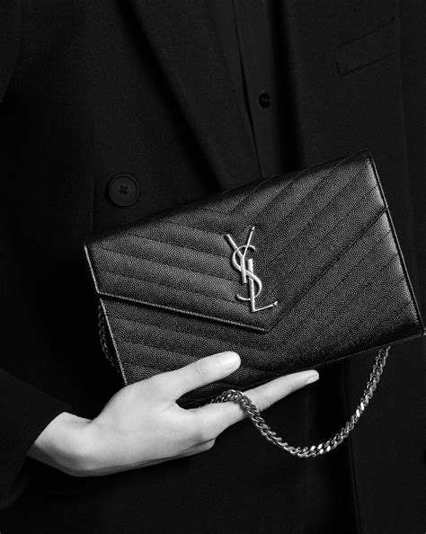 ysl wallet on chain regular vs small|saint laurent monogram chain wallet.